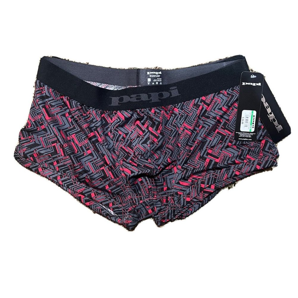 PAPI RED/GREY BRAZAILIAN MODERN STRETCH TRUNK UNDERWEAR S-XL BNWT 626597-974